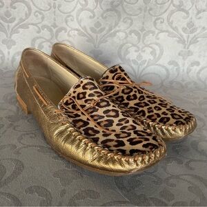 Man Animal  Print Leather Calf Hair Tie Loafers - Made in Italy Sz 41